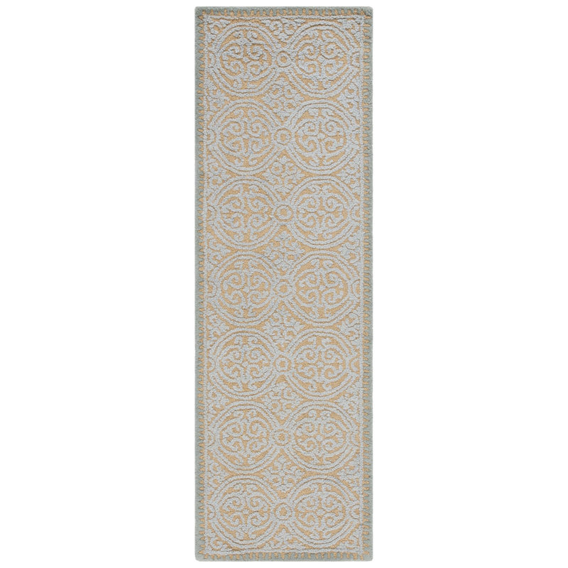 Tapis géométrique en laine touffeté à la main Sadik, Tapis de couloir 2 pi 6 po x 8 pi