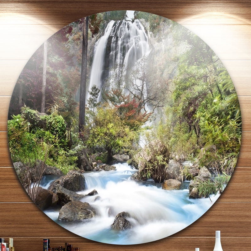 « blue klonglan cascade », reproduction de photo sur métal, H 23 po x l 23 po x P 1 po