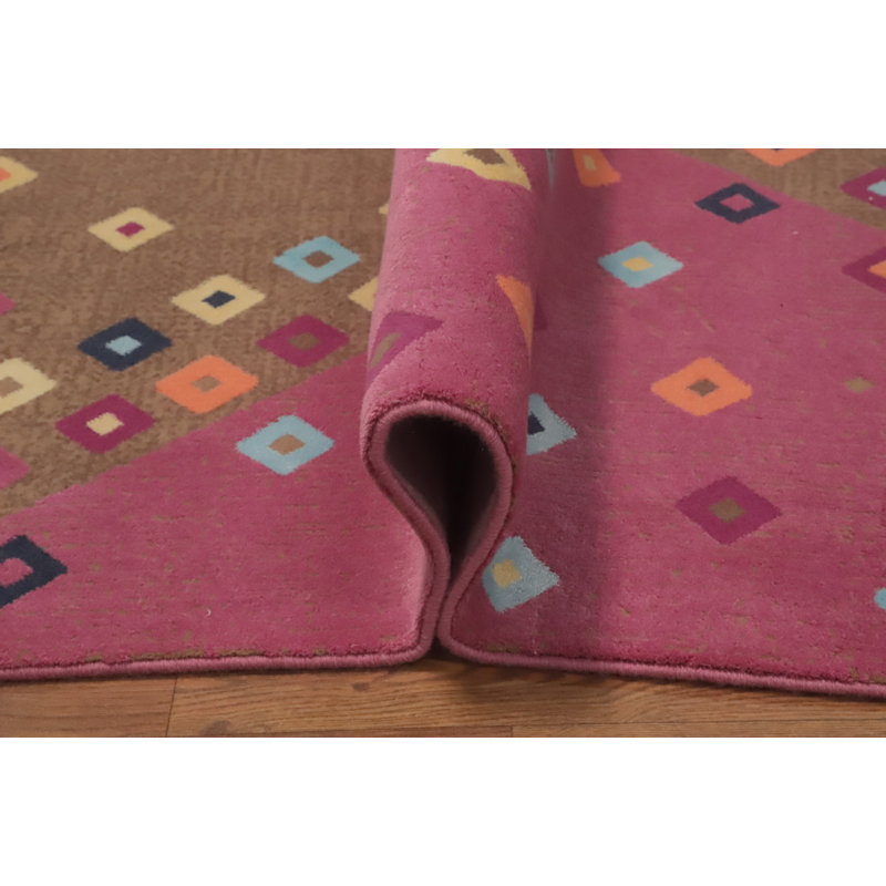 Tapis géométrique en laine de style Gabbeh 6 x 9