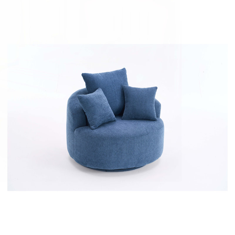 Fauteuil demi-tonneau pivotant, Chenille bleu