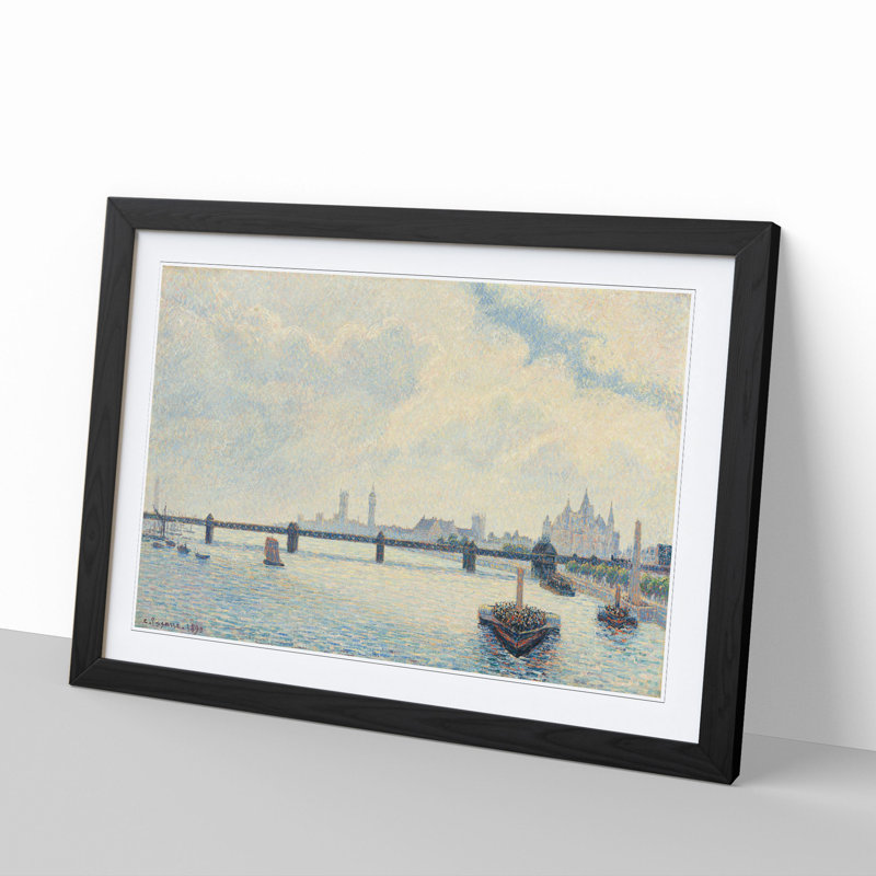 Charing Cross Bridge, London by Camille Pissarro - Framed Print, Black Framed, 36cm H x 48cm W x 2cm D