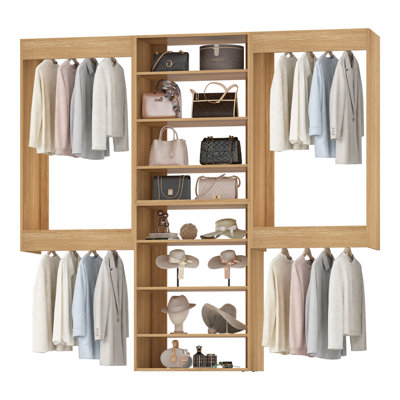Modular Closet System, Versatile and Customizable Walk-In Design for Efficient Storage and Organization, Wood
