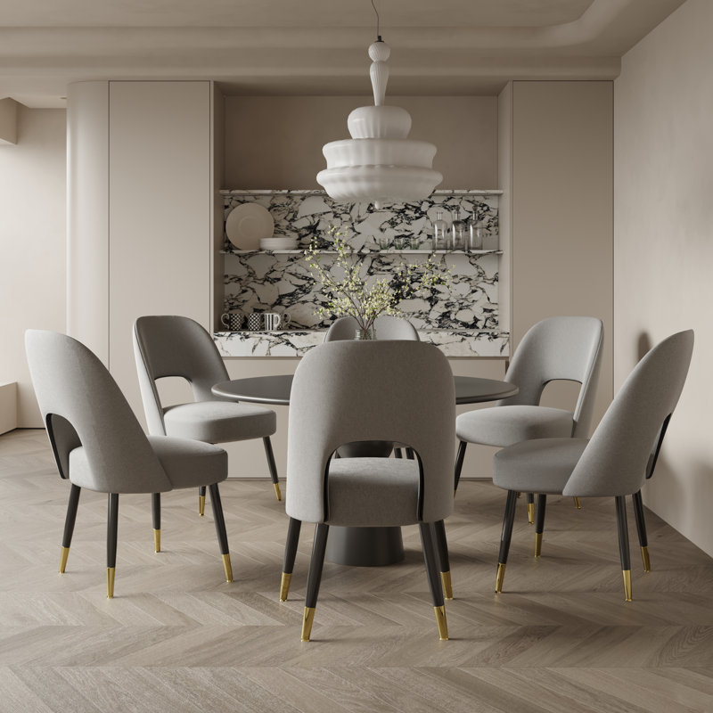 Fabric Dining Chair With Metal Legs, Gray