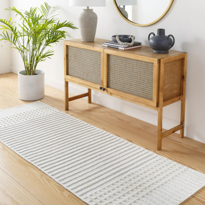 Tapis rayé ivoire Indrit