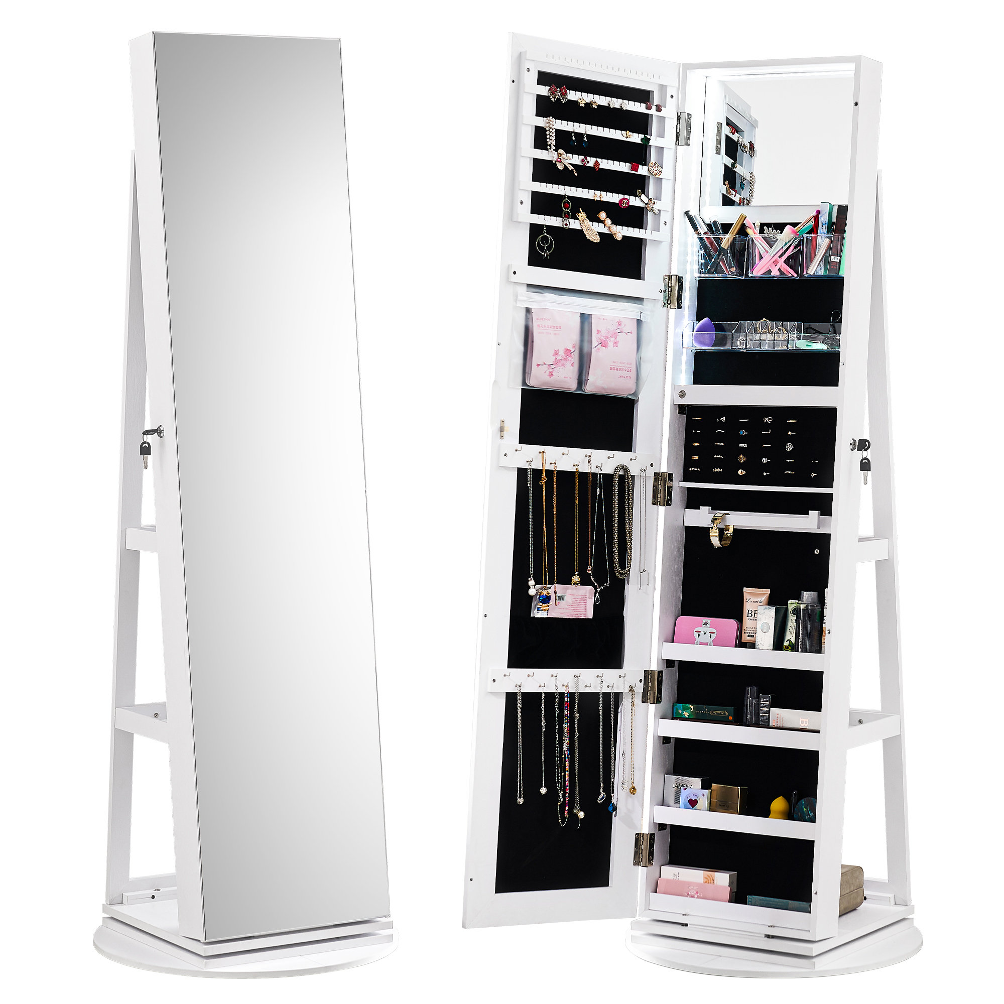 Latitude Run® Flat LED Floor Mirror with Shelves | Wayfair