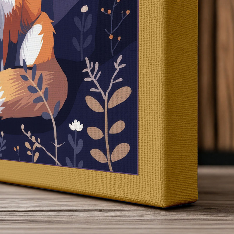 Forest Fox Boho - Wrapped Canvas, 24x16 - 61.0 x 40.6 cm, Ochre Border
