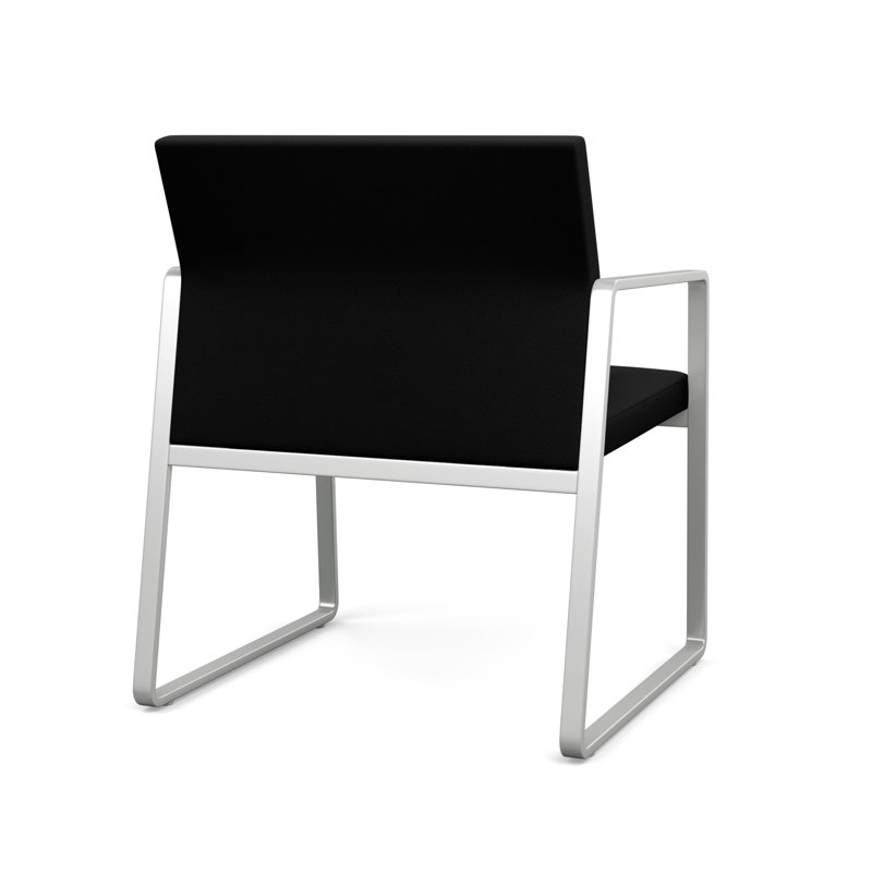 Chaise d'invité surdimensionnée Gansett, Argent, Portes ouvertes en tissu noir