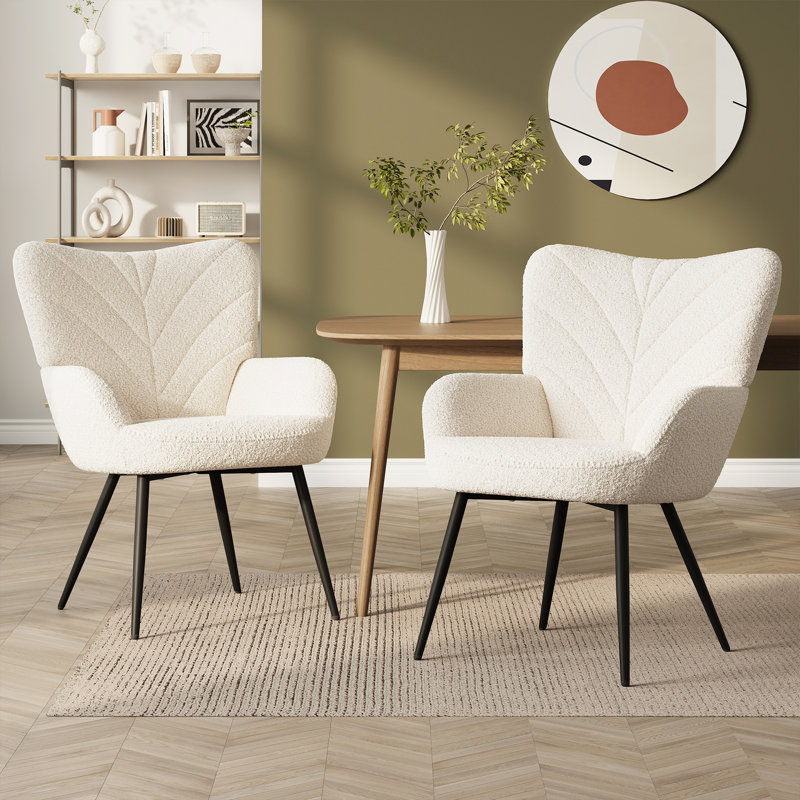 Chaise d'appoint de salle à manger rembourrée avec pieds en métal Modren, Beige