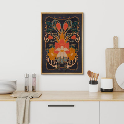 Abstract Botanical " Art Deco 1920s Flower Tapestry Floral Botanical Print Modern Multicolor "