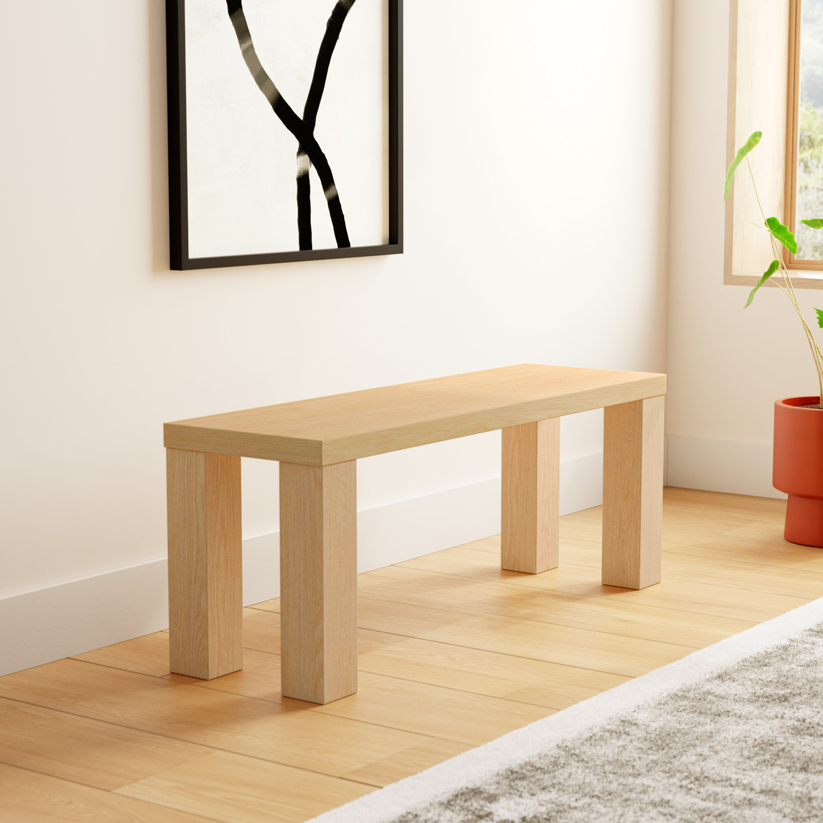 Carson Dining Bench, 19" H x 57" W x 15" D, Oak