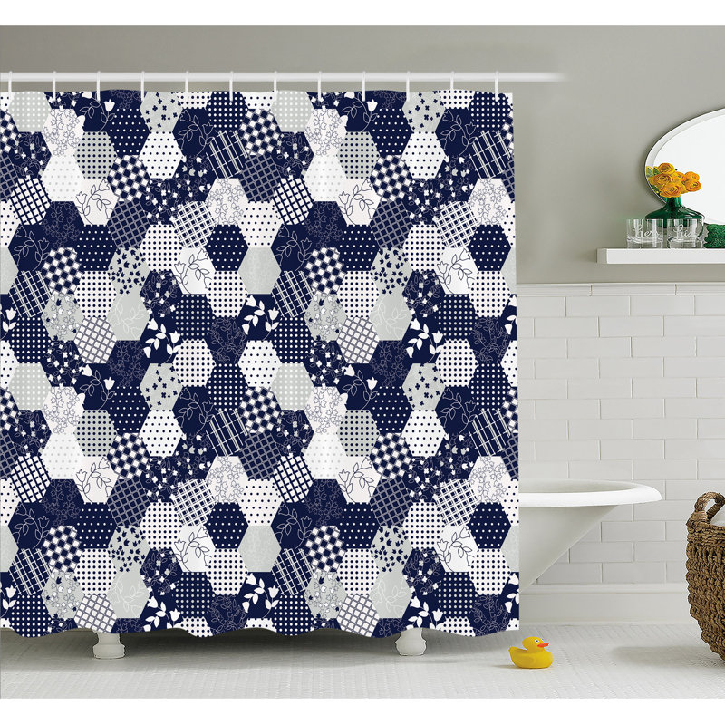 Shower Curtain with Hooks Included, 69" H x 105" W
