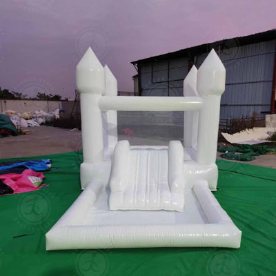 Commercial Grade PVC Inflatable White Bounce House with Slide & Ball Pit