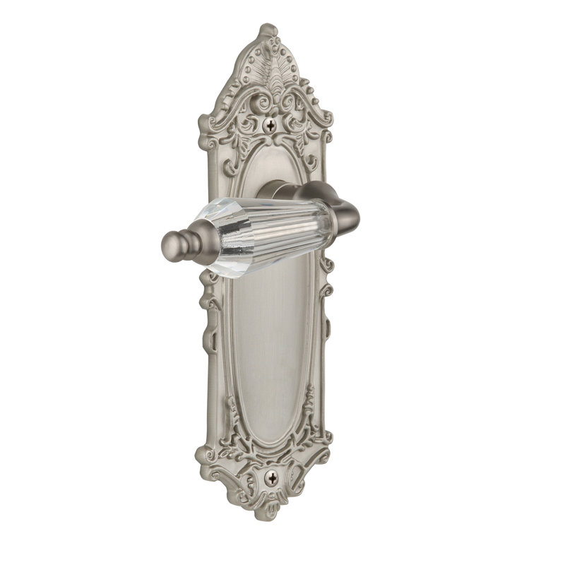 Victorian Plate Privacy (Bed & Bath) with Parlour Lever, Satin Nickel, 2.375"