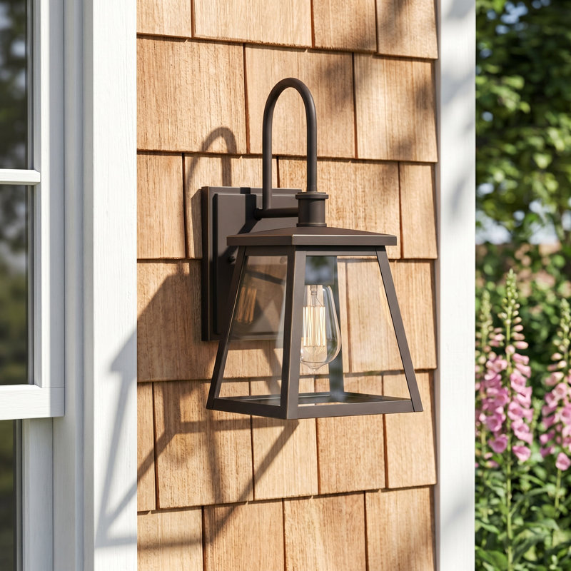 Wrentham Metal and Glass Wall Light, Black, 18.25" H  x 9.25" W  x 12.25" D