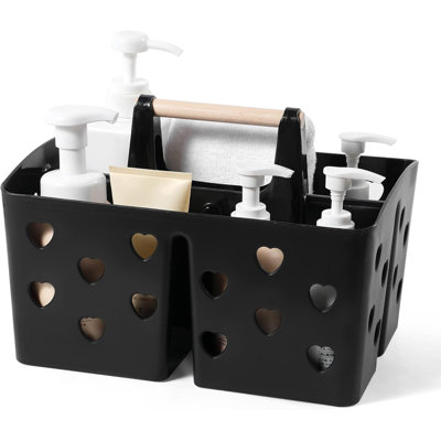 Organisateur de panier de douche en plastique noir avec poignée