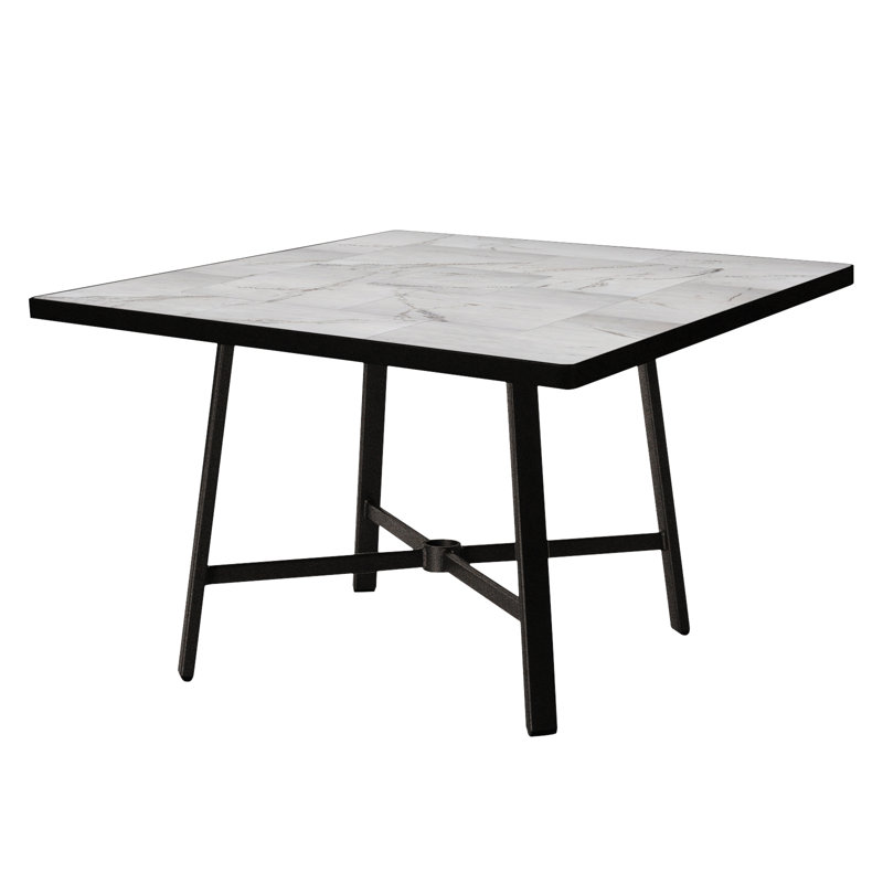 Marin Outdoor Square Dining Table, Pallazo White, Carbon Black
