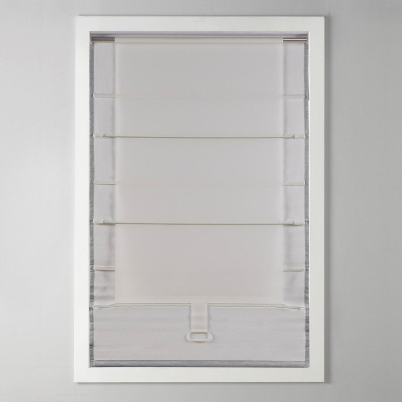 Abat-jour romain sans cordon obscurcissant en tissu de 33 po x L 64 po gris doux, doublure thermique en mousse, ourlet lesté, tissu amovible, fixation intérieure à l'intérieur, certifié OEKO-TEX avec quincaillerie de fixation