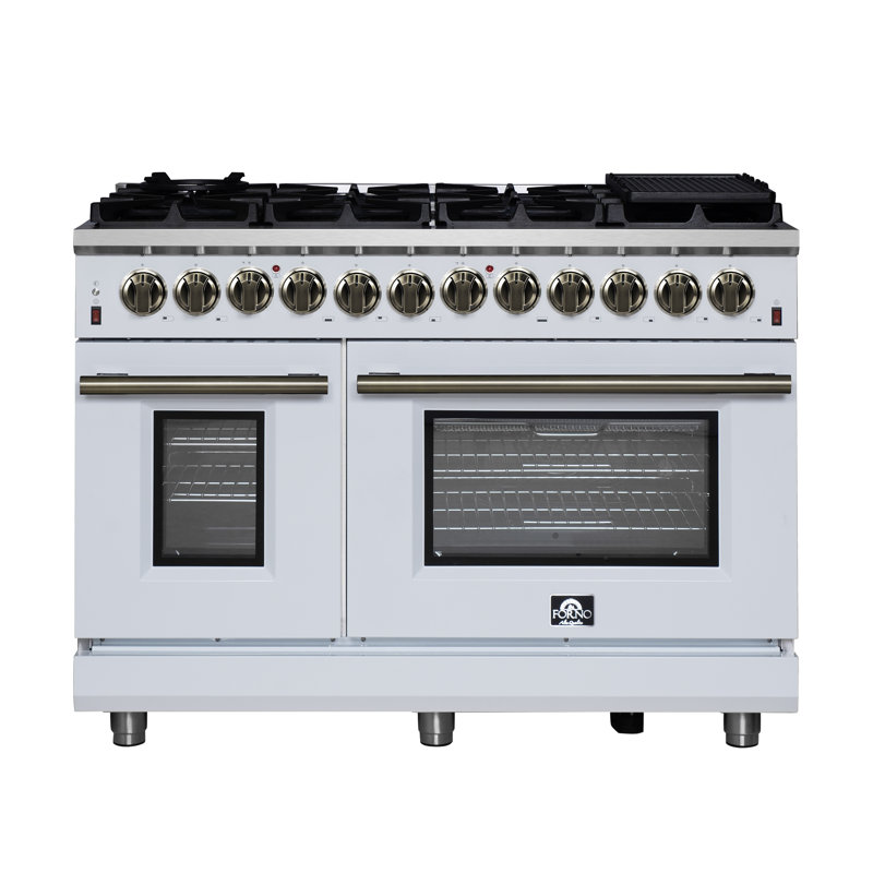 Massimo 48 Freestanding Dual Fuel Range, White