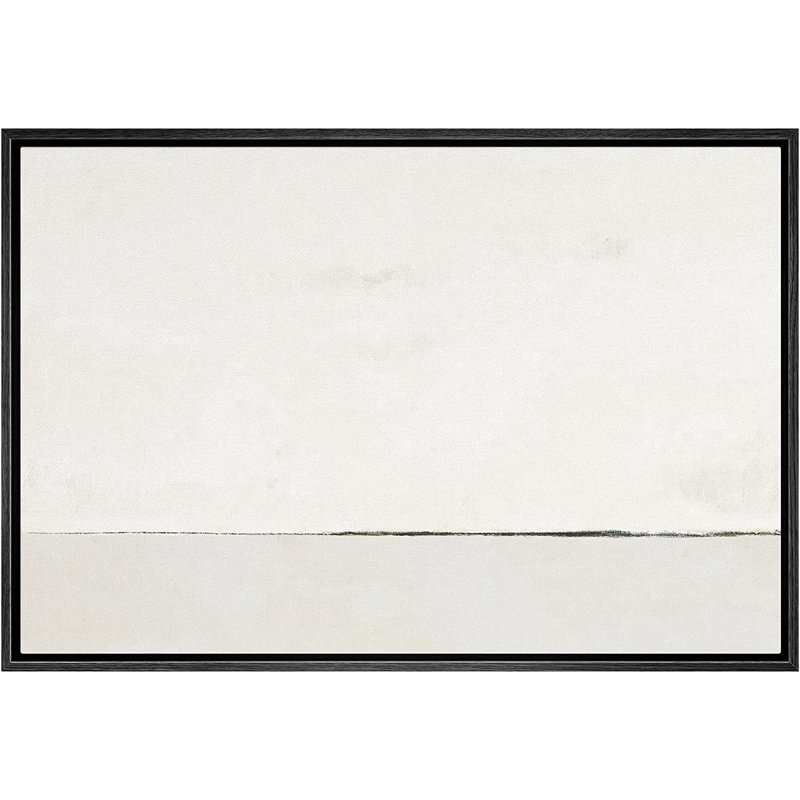 «Contemporary Simple & Minimal Neutral Modern Artwork», art mural encadré sur toile, Cadre noir, H 24 po x l 36 po x P 1,5 po
