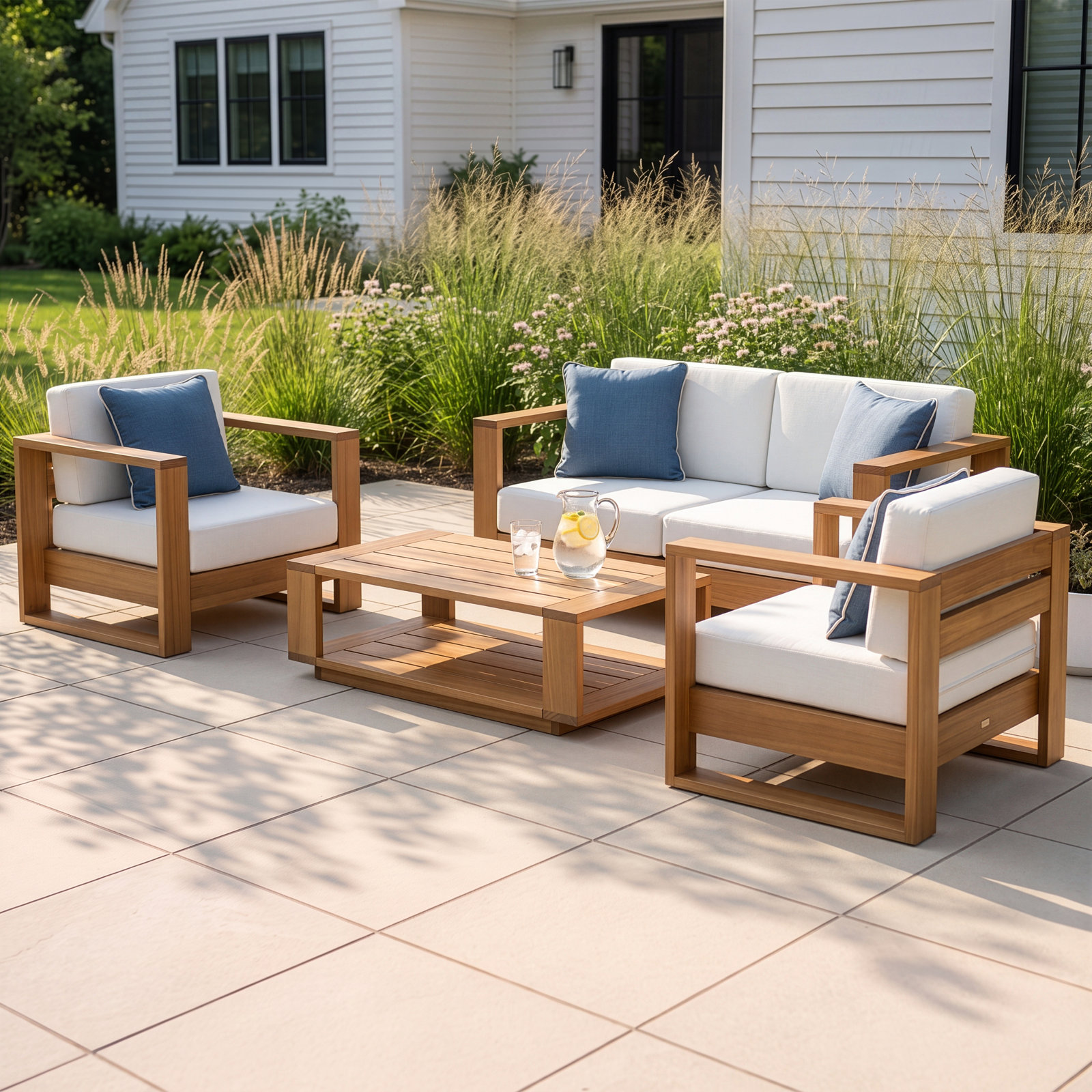 Shay 4-Person Eucalyptus Patio Seating Group