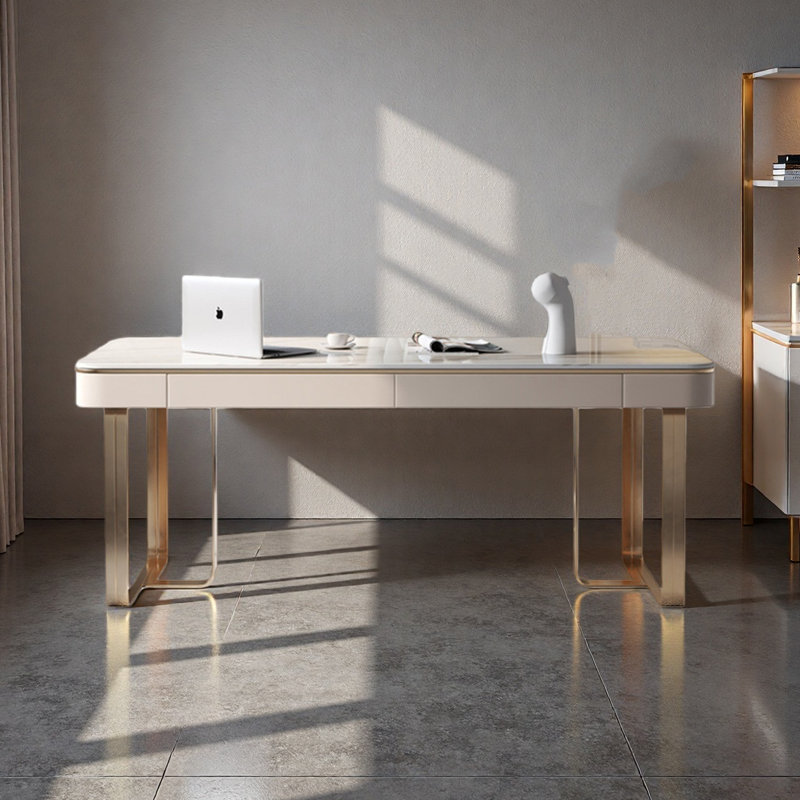 Bureau de luxe en pierre frittée minimaliste, H 29,5 po x l 70,9 po x P 27,6 po