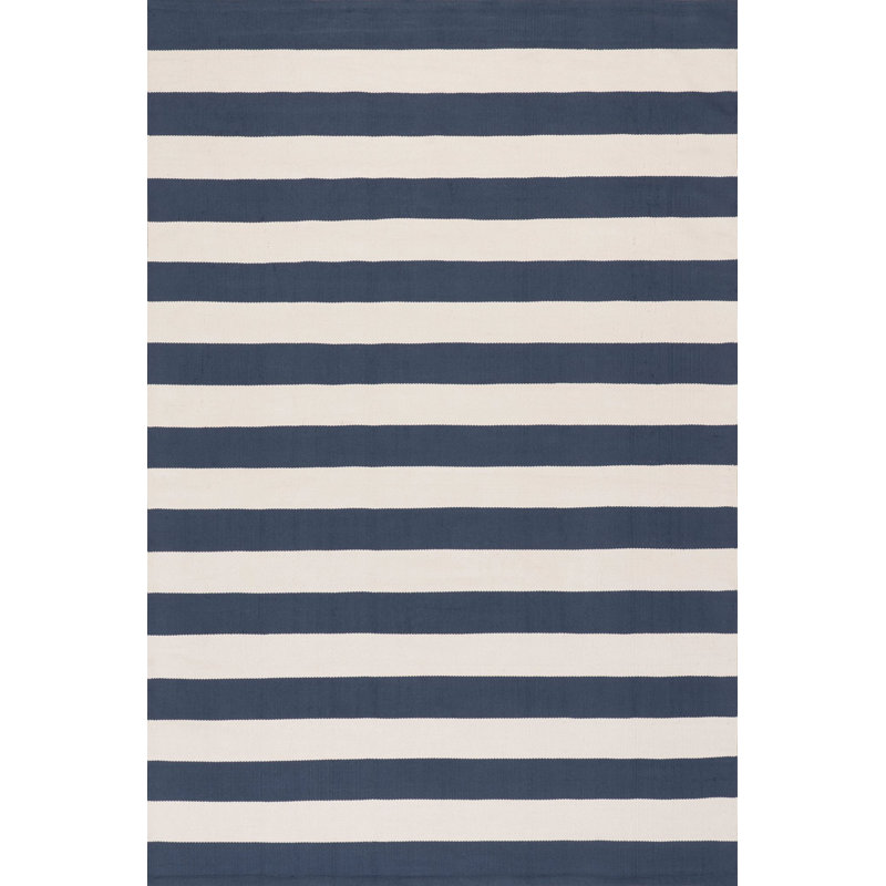 Banks Stripe Navy Handwoven Indoor/Outdoor Rug, Rectangle 8'6" x 11'6"