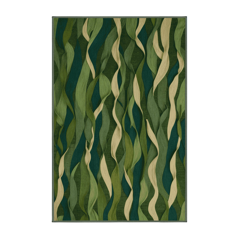 Machine Washable Nature Green Area Rug, Rectangle 8' x 10'