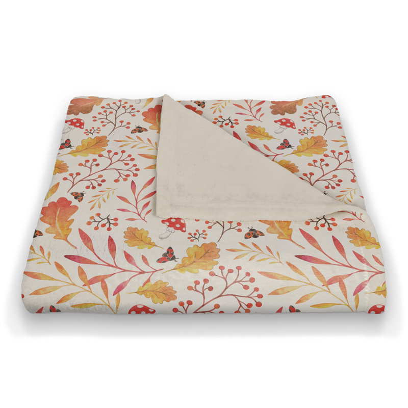 Hand Woven Throw Blanket, Orange, Floral