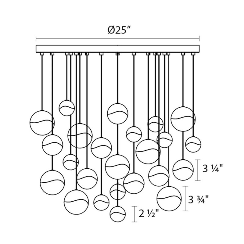 Grapes 24 - Light LED Cluster Pendant, Polished Chrome, 3.75" H x 27" W x 27" D, Clear