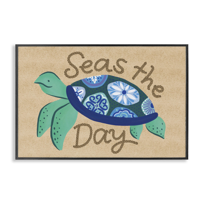  Seas The Day Turtle Giclee Art by Deborah Curiel, Giclée encadrée noir minuit, H 12 po x l 18 po