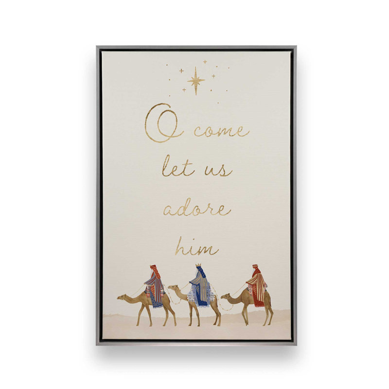 Wise Men Journey Print on Canvas, 12.75" H x 8.75" W, Silver Floater Framed