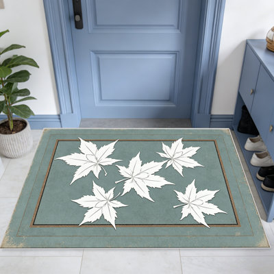 Tapis en feuille d'érable blanc sauge pour le salon, doux et confortable, adapté à toutes les saisons, facile à entretenir, tapis de sol intérieur lavable à la machine, sous la table de ferme convenant à la chambre à coucher, à la salle à manger, au bureau, au balcon, au patio de décoration intérieure