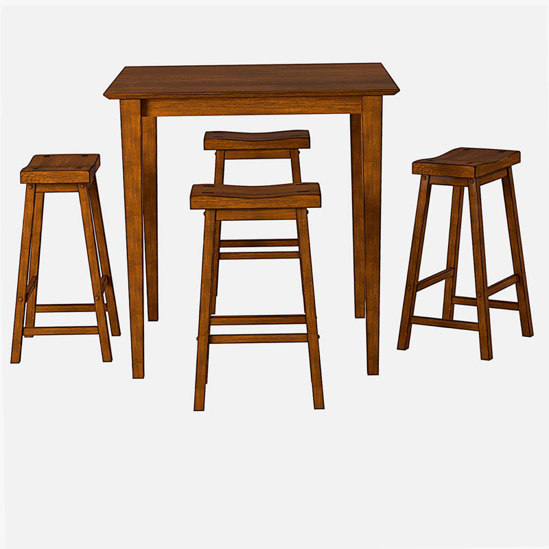 Casual Dining 29-inch Bar Height Stools 2pc Set Saddle Seat Solid Wood Oak Finish Home Furniture, Oak