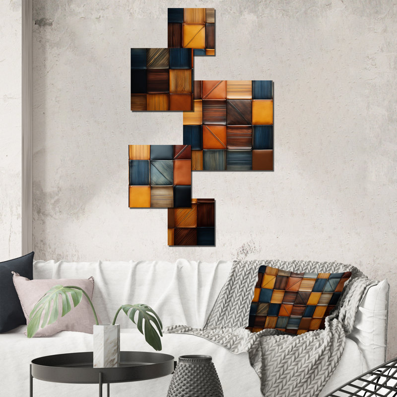 Ensemble de 5 tuiles brunes géométriques géométriques abstraites géométriques - Boho