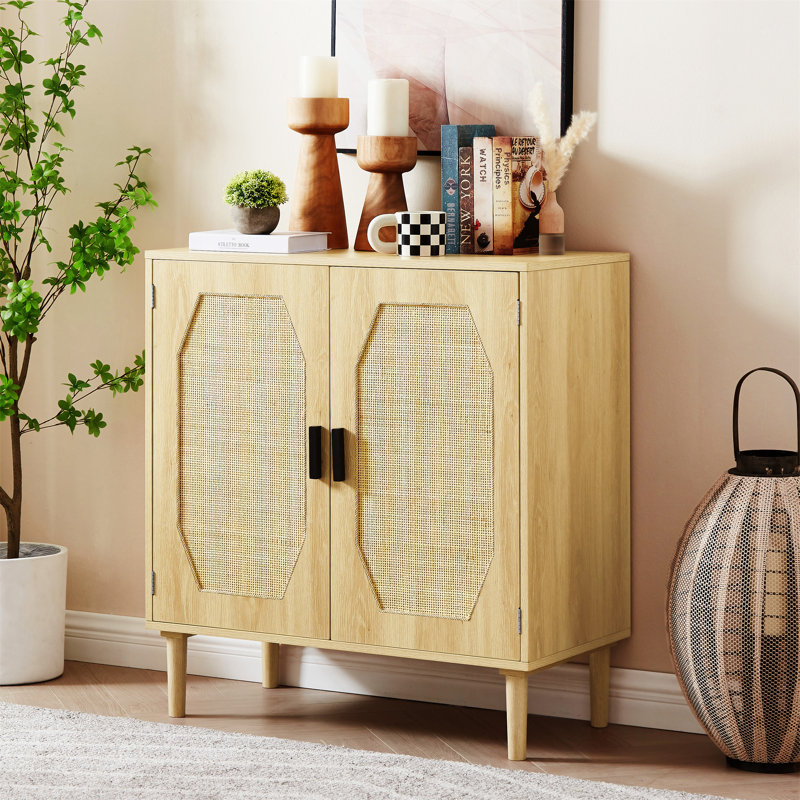 Armoires de cuisine avec portes décoratives en rotin