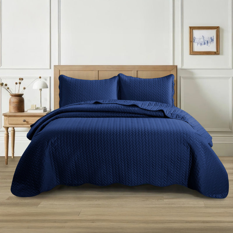 Ensemble de couvre-lit matelassé embossé - Couvre-lit en microfibre ultra doux avec taies décoratives, literie de style hôtel pour tous les lits