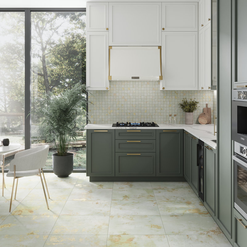 Aureate 2" x 2" Porcelain Grid Mosaic Wall & Floor Tile, Green