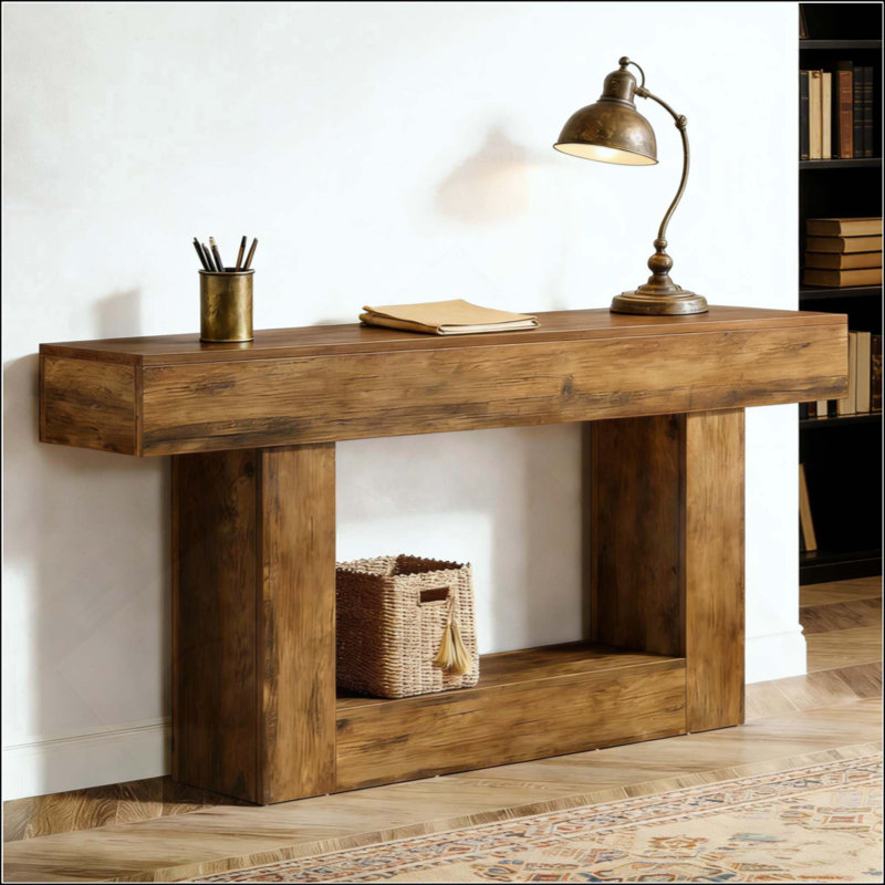 2-Tier Hall Table,Sofa Table,Console Table, Rustic Brown
