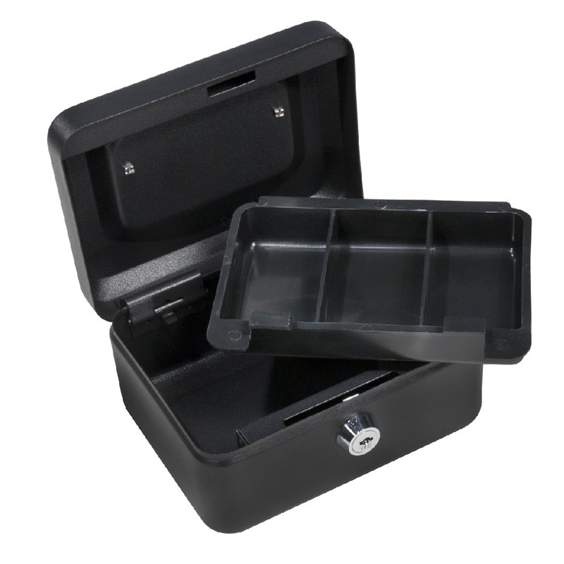6" CASH BOX W KEY LOCK BLK