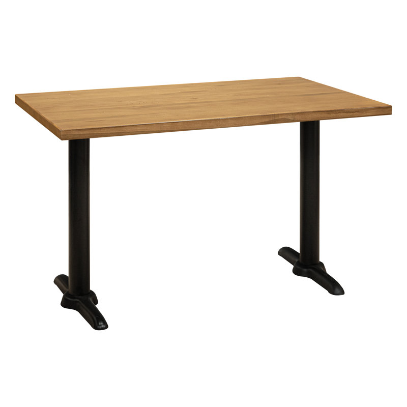 Solid Wood Top Metal Base Dining Table, Natural