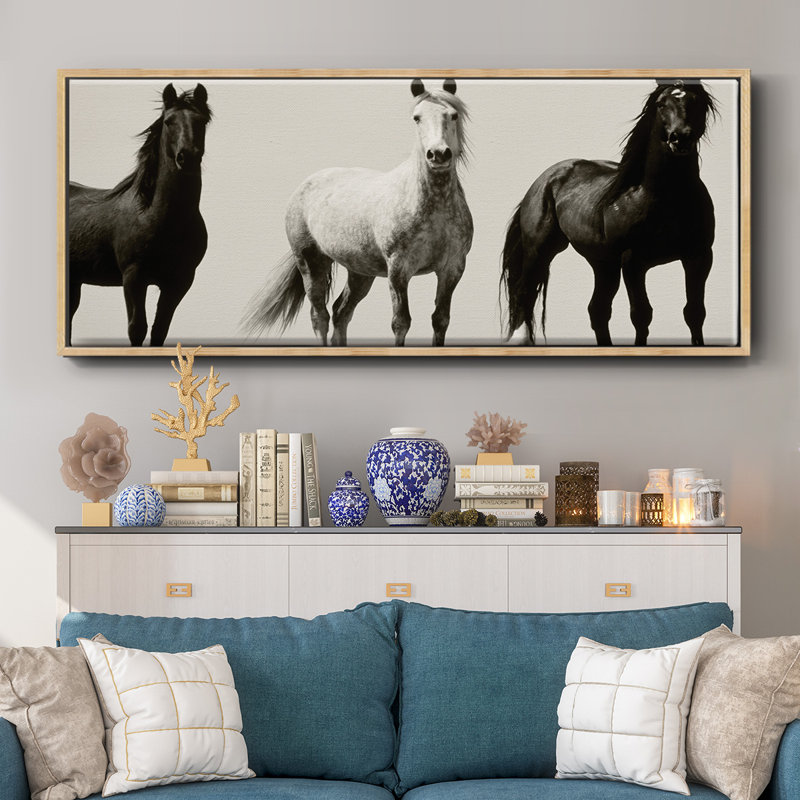 Wild Stallions- Framed Canvas, 24" H x 60" W