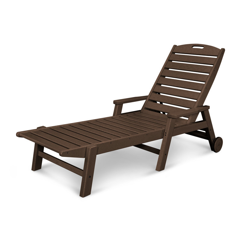 Lakeside POLYWOOD Nautical Chaise with Arms & Wheels, Mahogany