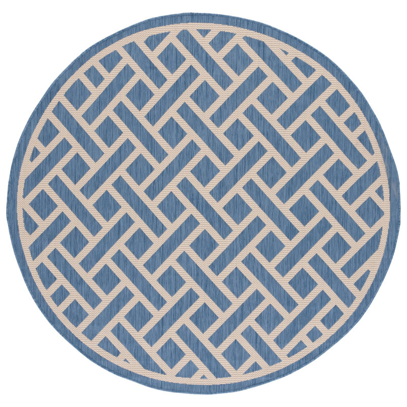 Tapis d'intérieur / extérieur à motif géométrique Vondrus Performance, Rond 6 pi 7 po