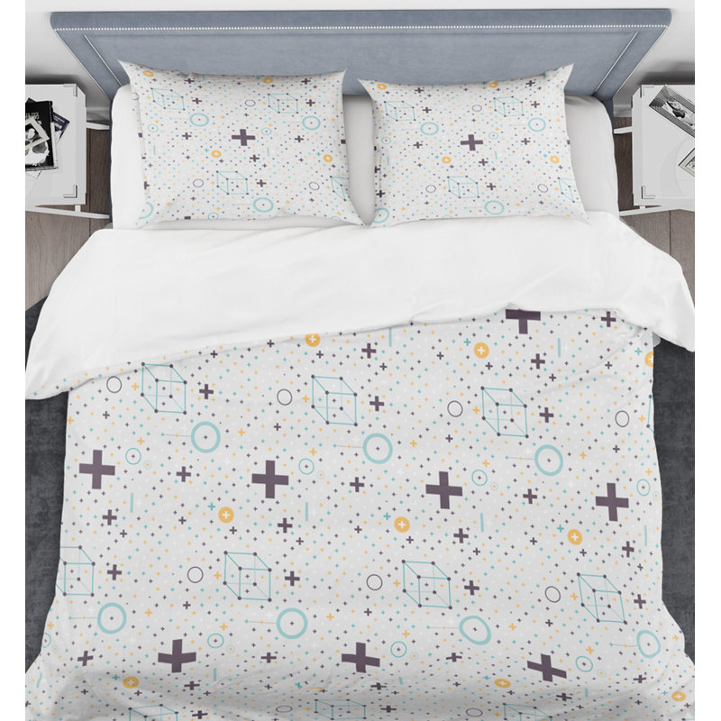 Ensemble de housse de couette Minimalistic Elements Mid-Century, Housse de couette double / grand et 2 taies
