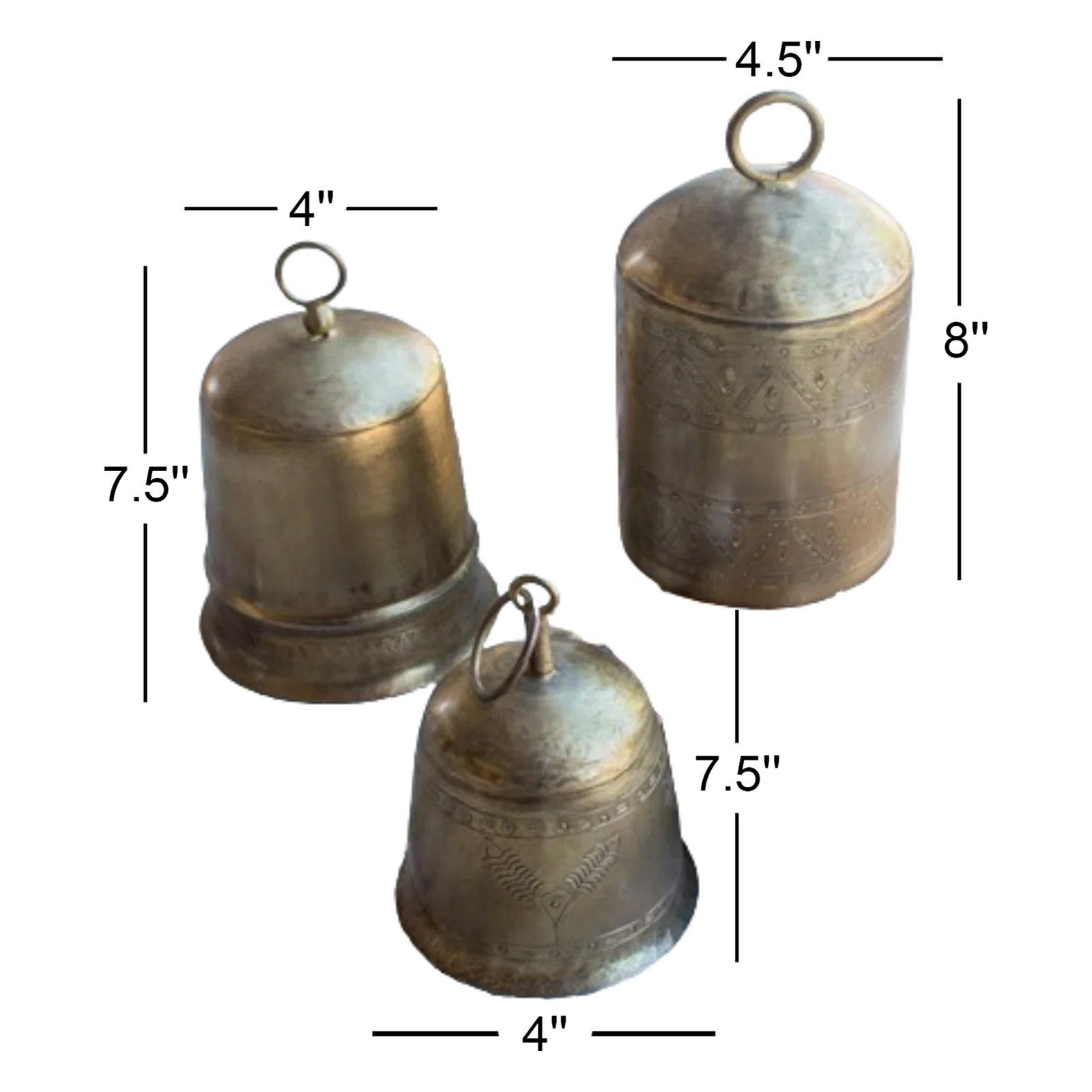 Montrose 3-Piece Antique Brass Bell Set