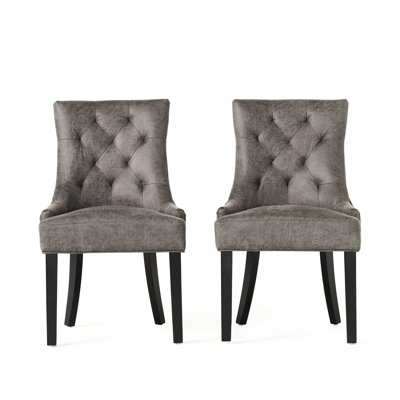 Of 2 Dining Chairs In Slate Color - Ergonomic, Build Modern  Two  With Microfiber