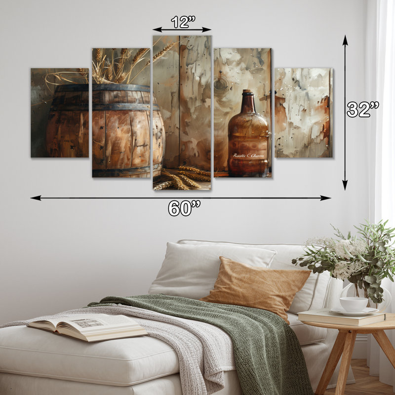 Floral rustique tonneau charme II - ensemble de reproduction d'art mural rustique