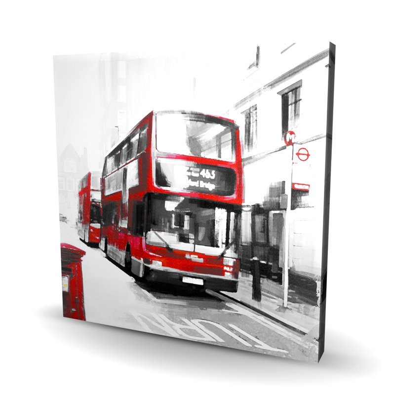 Red Bus Londoner - Toile Office City pour la décoration intérieure, H 24 po x l 24 po