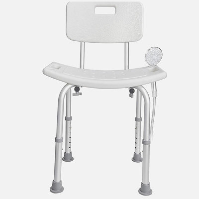 Chaise de douche, siège de douche avec dossier, tabouret de douche à hauteur réglable, chaise de douche pour baignoire à l'intérieur, banc de salle de bain antidérapant pour personne à mobilité réduite, capacité de 350 lb
