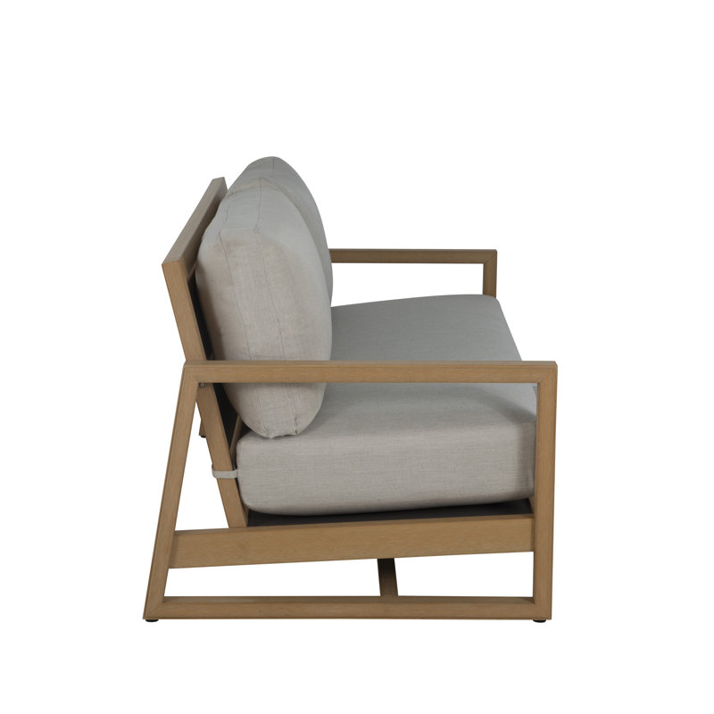 Causeuse d'extérieur en bois Avondale N-Dura, Sans bourrure + bourre standard, Lin chambray, Naturel N-Dura